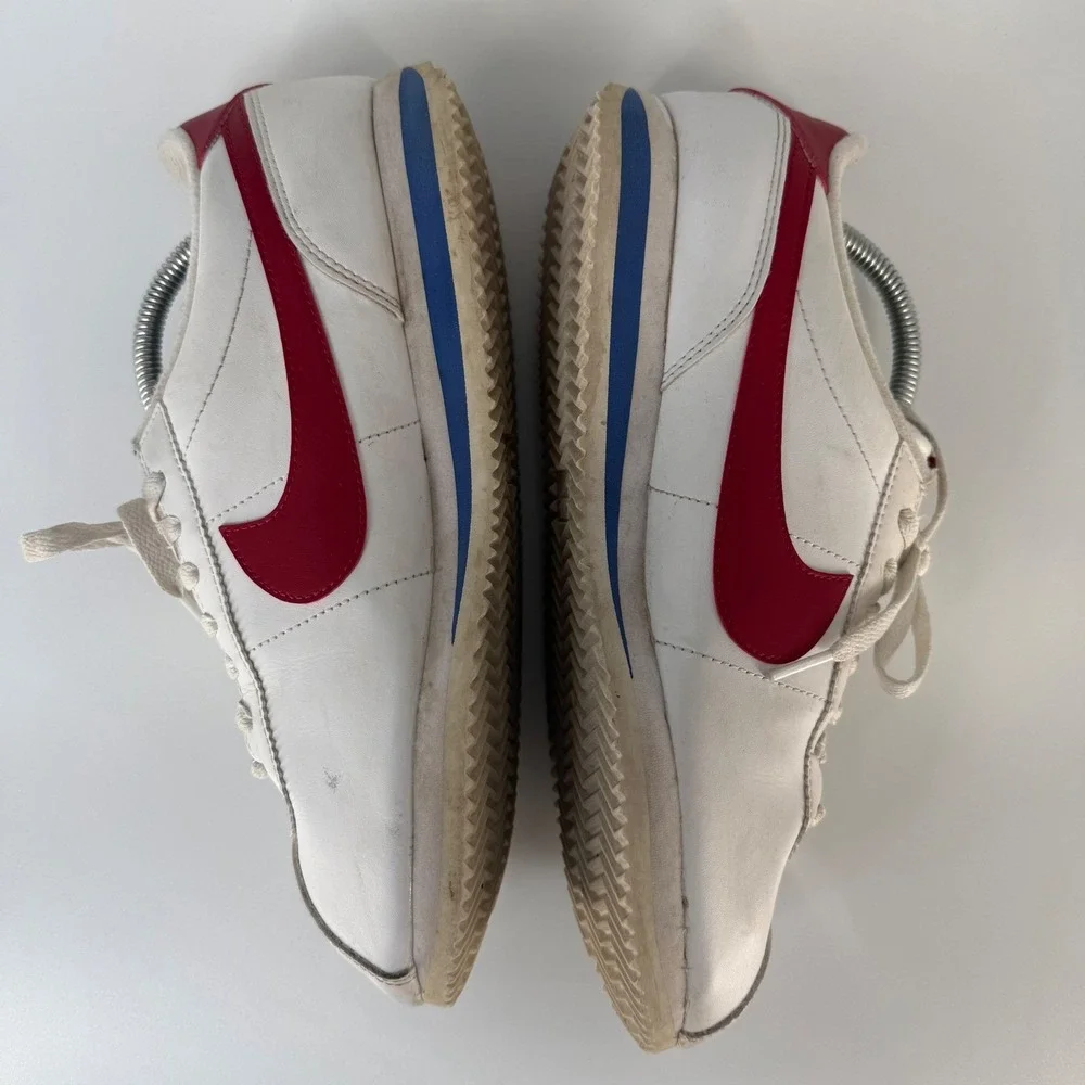 Nike Cortez Men Shoes US 9.5 White Red Blue Leather Sneakers Forrest Gump Preppy